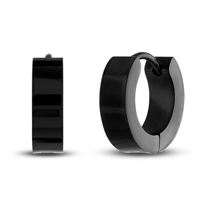Main Image 1 of Huggie Earrings Black Ion-Plated Stainless Steel 15mm
