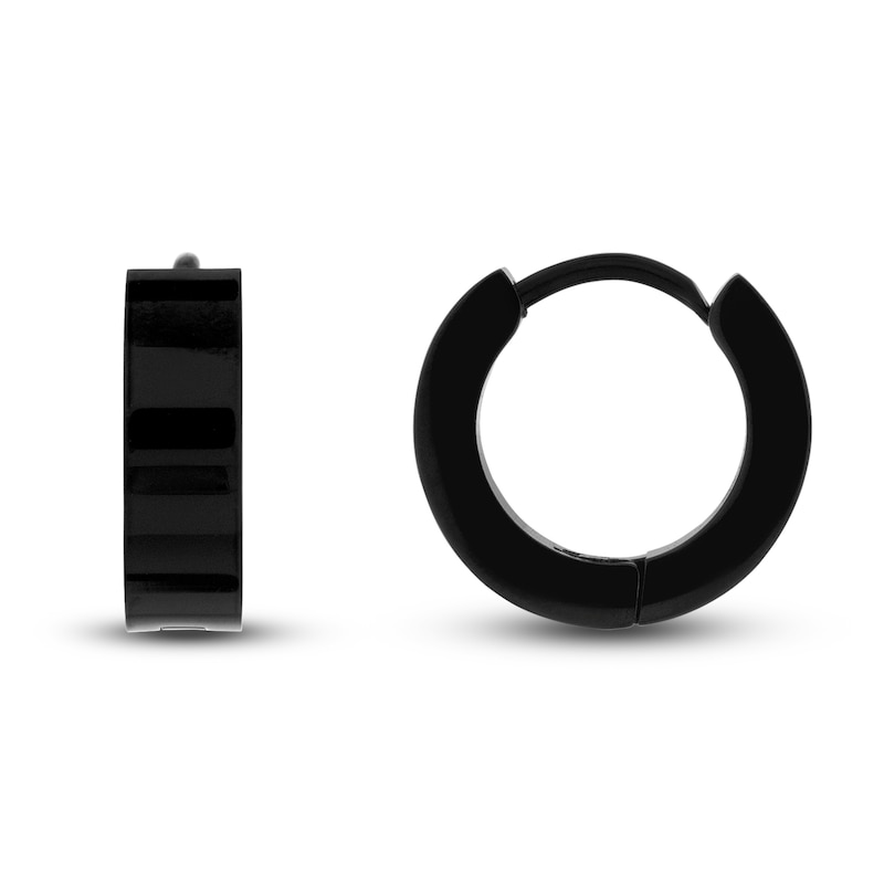 Main Image 2 of Huggie Earrings Black Ion-Plated Stainless Steel 15mm