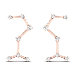 Diamond Scorpio Constellation Earrings 1/8 ct tw Round 14K Rose Gold