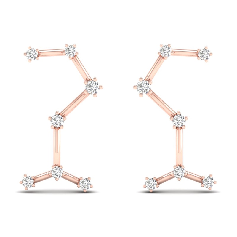 Main Image 1 of Diamond Scorpio Constellation Earrings 1/8 ct tw Round 14K Rose Gold