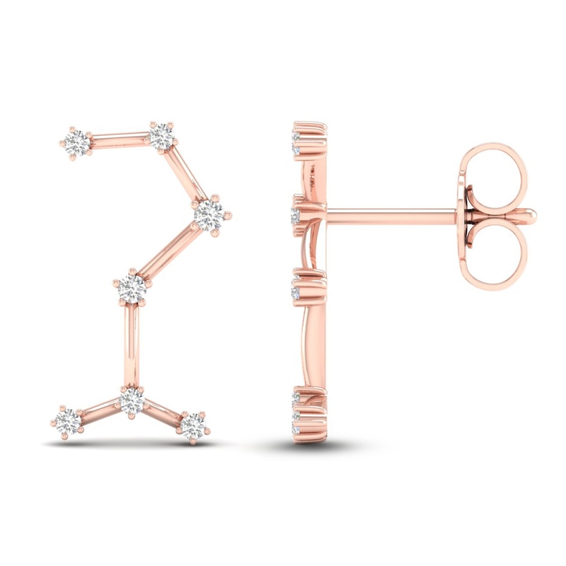 Main Image 2 of Diamond Scorpio Constellation Earrings 1/8 ct tw Round 14K Rose Gold