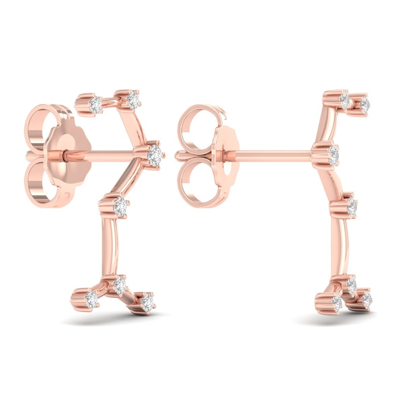 Main Image 3 of Diamond Scorpio Constellation Earrings 1/8 ct tw Round 14K Rose Gold