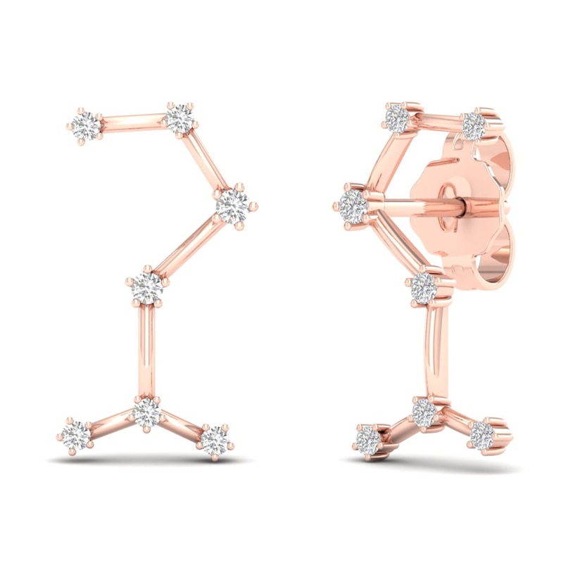 Main Image 4 of Diamond Scorpio Constellation Earrings 1/8 ct tw Round 14K Rose Gold