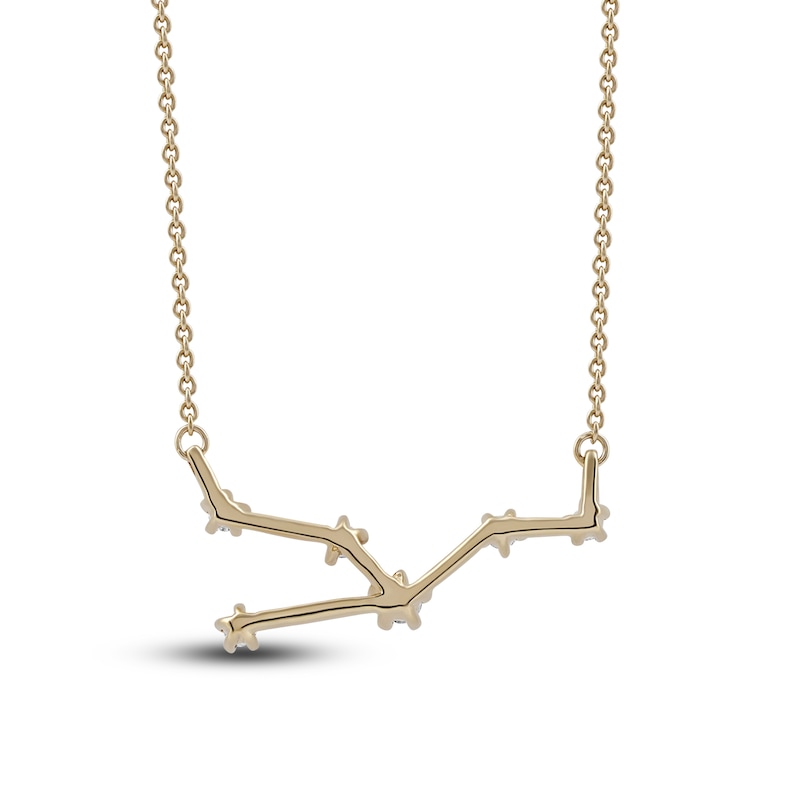 Main Image 3 of Diamond Taurus Constellation Necklace 1/6 ct tw Round 14K Yellow Gold