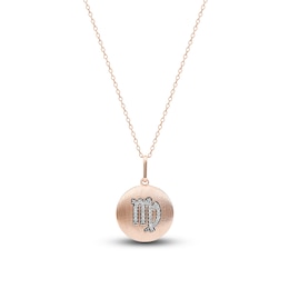 Diamond Virgo Zodiac Pendant Necklace 1/10 ct tw Round 14K Rose Gold