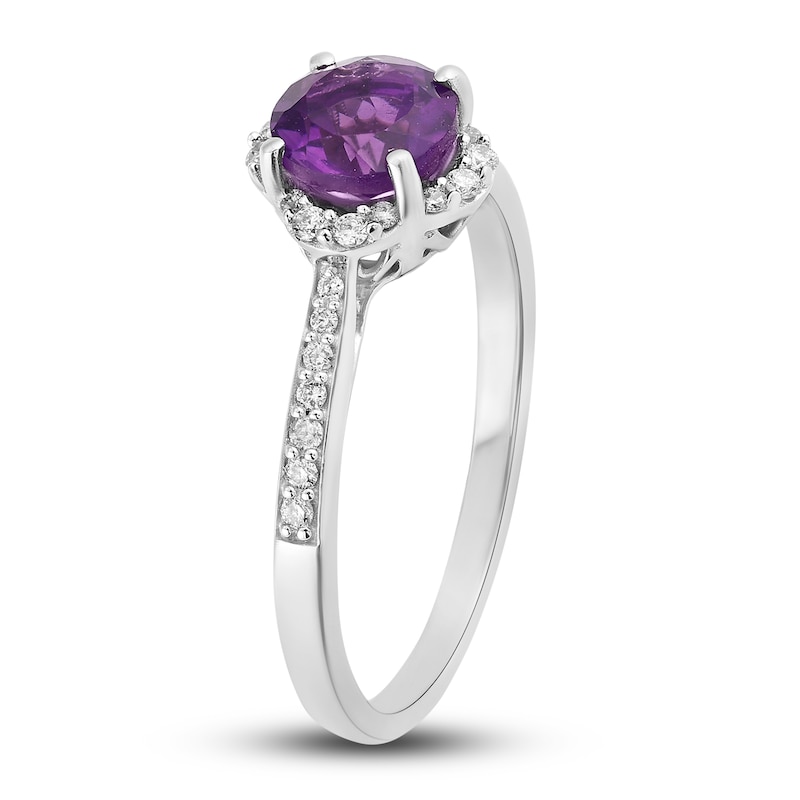 Main Image 2 of Natural Amethyst Engagement Ring 1/6 ct tw Diamonds 14K White Gold