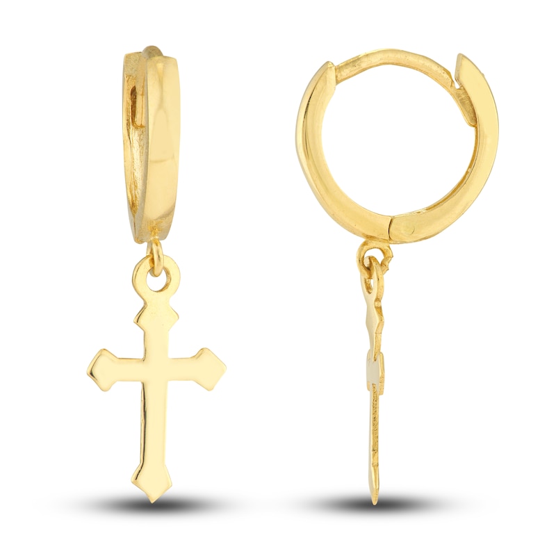 Main Image 2 of Cross Dangle Drop Earrings 14K Yellow Gold