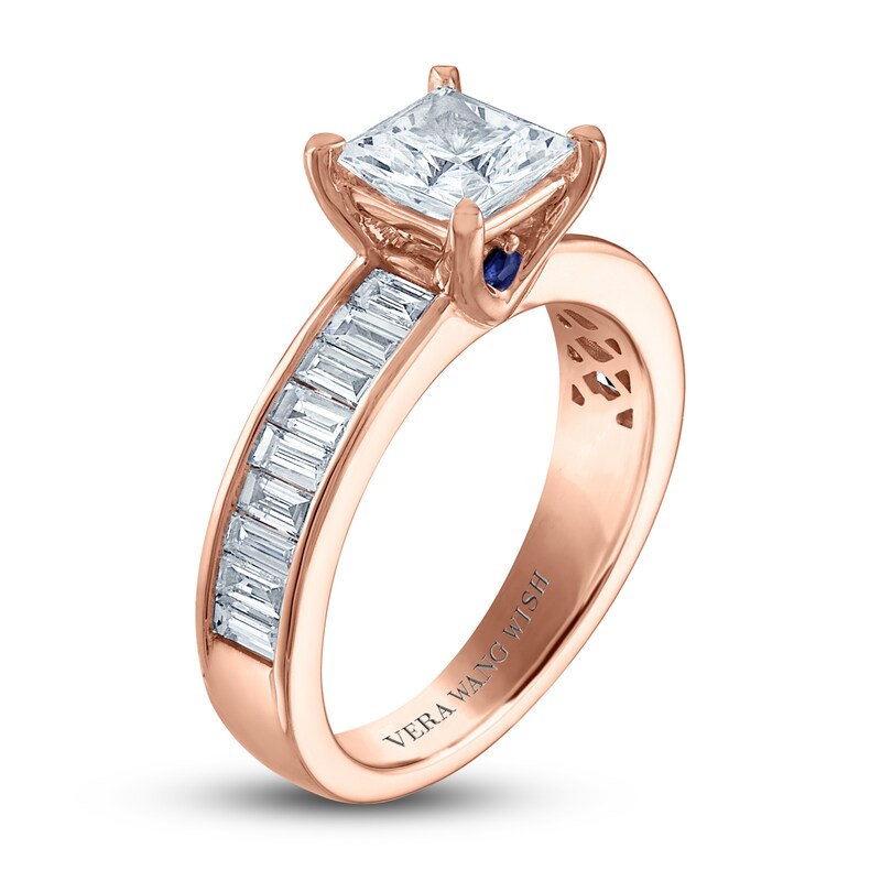 Vera Wang WISH Diamond Engagement Ring 2-1/4 ct tw Princess/Baguette 18K Rose Gold
