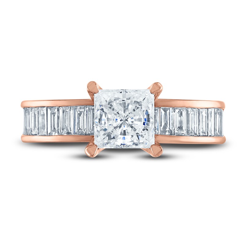 Vera Wang WISH Diamond Engagement Ring 2-1/4 ct tw Princess/Baguette 18K Rose Gold