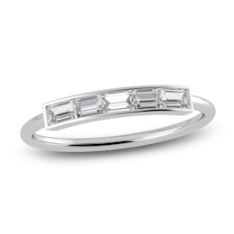 Juliette Maison Natural White Sapphire Baguette Bar Ring 10K White Gold
