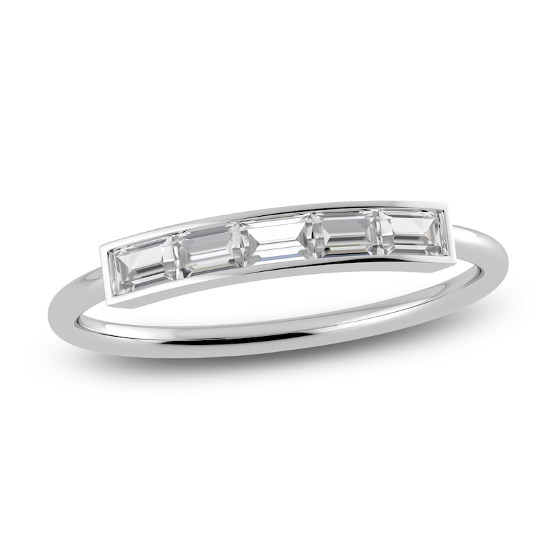 Main Image 1 of Juliette Maison Natural White Sapphire Baguette Bar Ring 10K White Gold