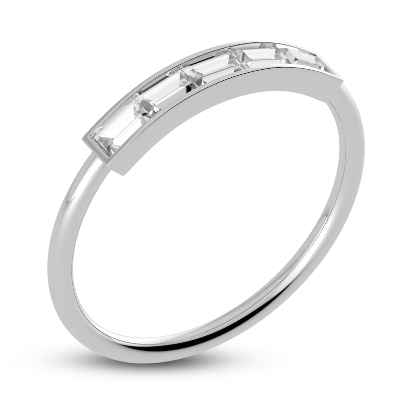 Main Image 2 of Juliette Maison Natural White Sapphire Baguette Bar Ring 10K White Gold