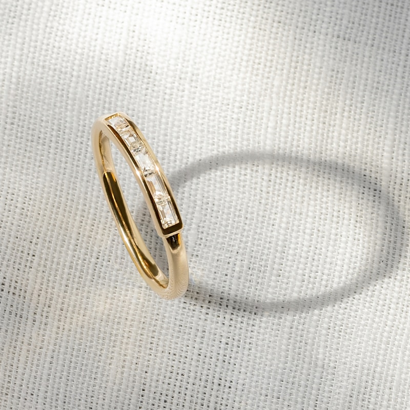Main Image 4 of Juliette Maison Natural White Sapphire Baguette Bar Ring 10K White Gold