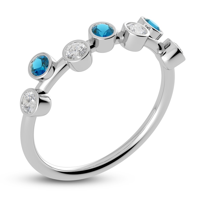 Main Image 2 of Juliette Maison Natural White Sapphire & Natural Blue Zircon Ring 10K White Gold