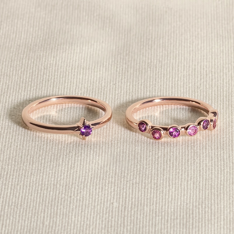 Main Image 4 of Juliette Maison Natural White Sapphire & Natural Blue Zircon Ring 10K White Gold