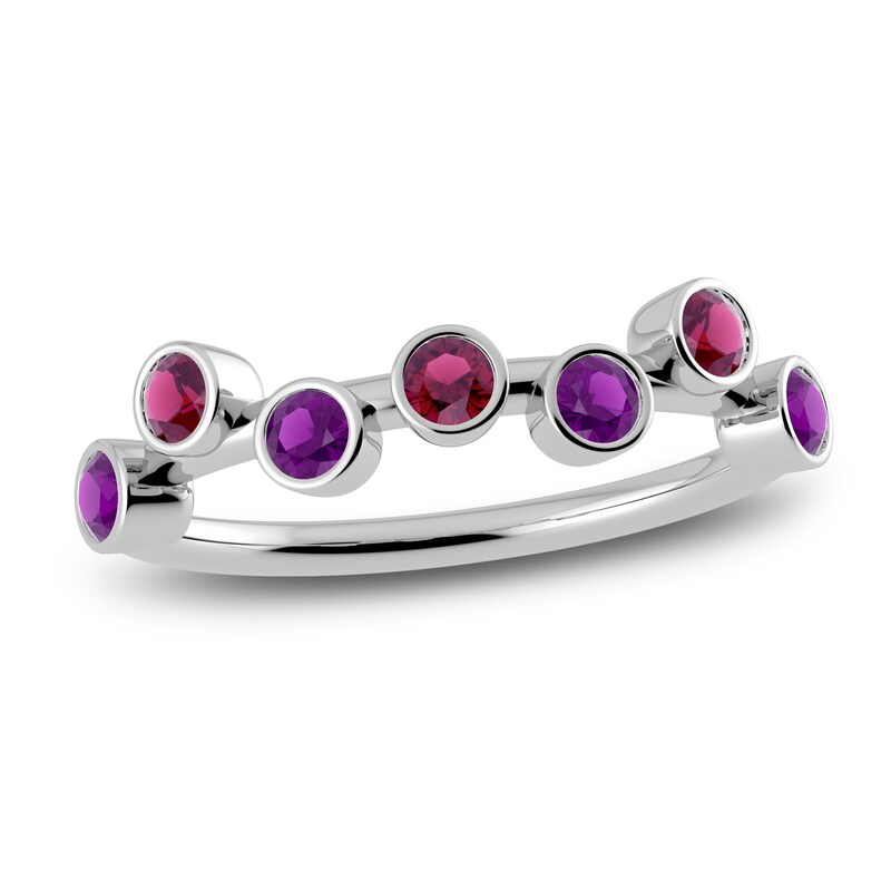 Main Image 1 of Juliette Maison Natural Rhodolite Garnet & Natural Amethyst Ring 10K White Gold