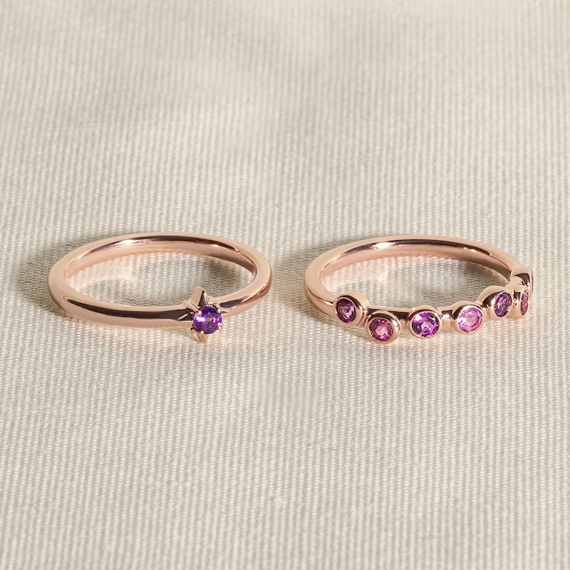 Main Image 4 of Juliette Maison Natural Rhodolite Garnet & Natural Amethyst Ring 10K White Gold