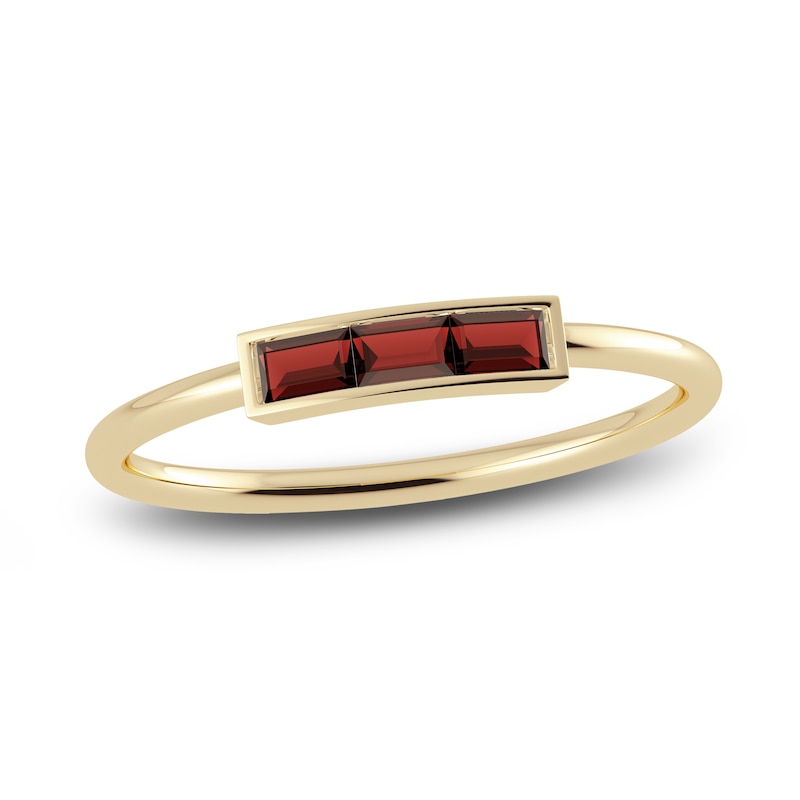 Juliette Maison Natural Garnet Baguette Bar Ring 10K Yellow Gold