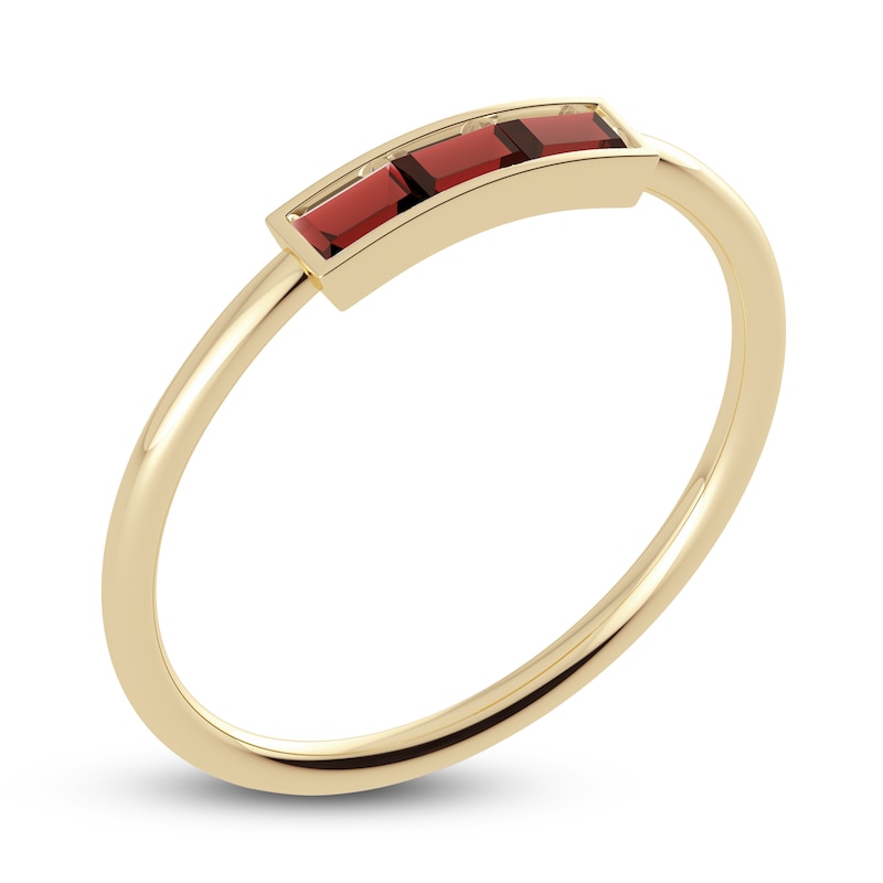 Juliette Maison Natural Garnet Baguette Bar Ring 10K Yellow Gold