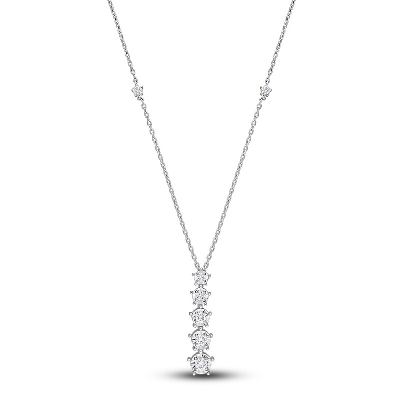 Main Image 1 of Diamond Lariat Necklace 1/3 ct tw Round 14K White Gold 17&quot;