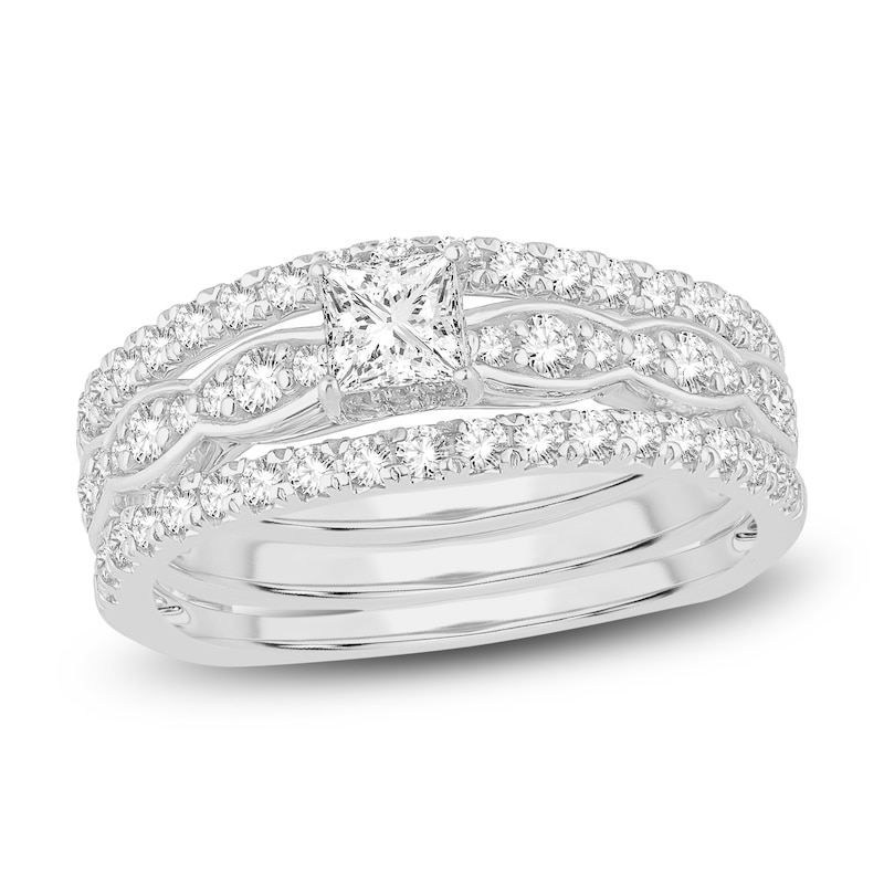 Main Image 1 of Diamond Bridal Set 1 ct tw Princess/Round 14K White Gold