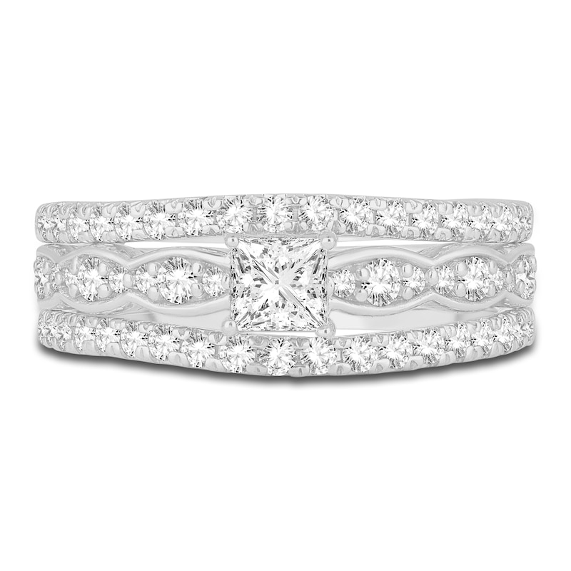 Main Image 3 of Diamond Bridal Set 1 ct tw Princess/Round 14K White Gold