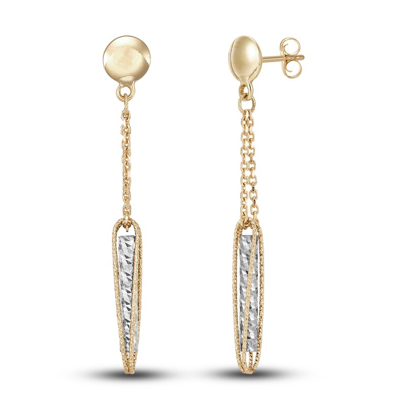 Main Image 1 of Italia D'Oro Triangle Drop Earrings 14K Yellow Gold