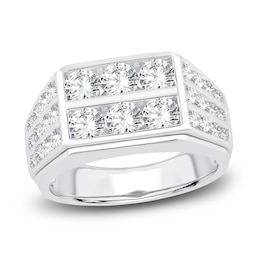 Men's Lab-Grown Diamond Ring 3 ct tw Round 14K White Gold