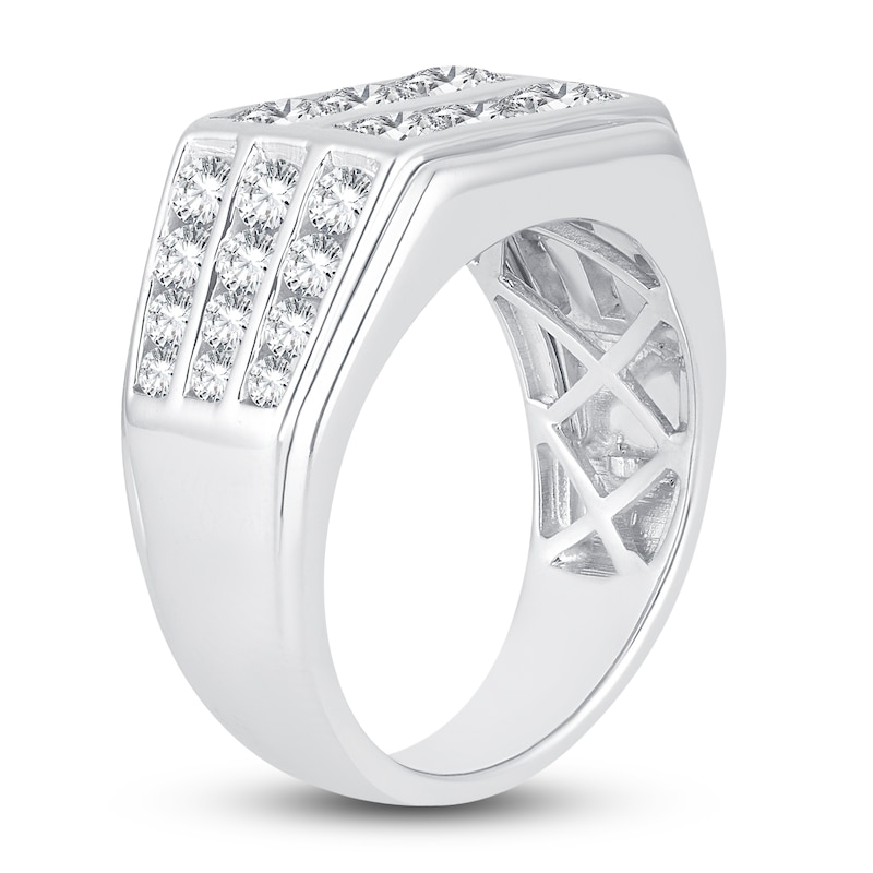 Main Image 2 of Men's Lab-Grown Diamond Ring 3 ct tw Round 14K White Gold