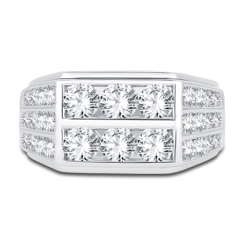Main Image 3 of Men's Lab-Grown Diamond Ring 3 ct tw Round 14K White Gold