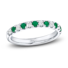 Shy Creation Natural Emerald Ring 1/4 ct tw Diamonds 14K White Gold SC22005158