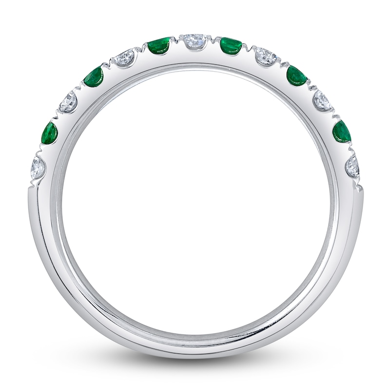 Shy Creation Natural Emerald Ring 1/4 ct tw Diamonds 14K White Gold SC22005158