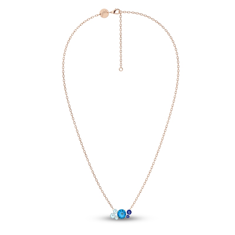 Main Image 2 of Juliette Maison Natural Aquamarine, Blue Zircon, Blue Sapphire Constellation Necklace 10K Rose Gold 18"