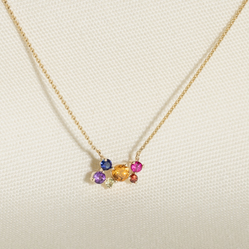 Main Image 4 of Juliette Maison Natural Aquamarine, Blue Zircon, Blue Sapphire Constellation Necklace 10K Rose Gold 18"