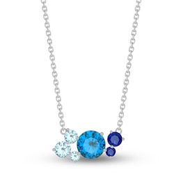 Juliette Maison Natural Aquamarine, Blue Zircon, Blue Sapphire Constellation Necklace 10K White Gold 18"