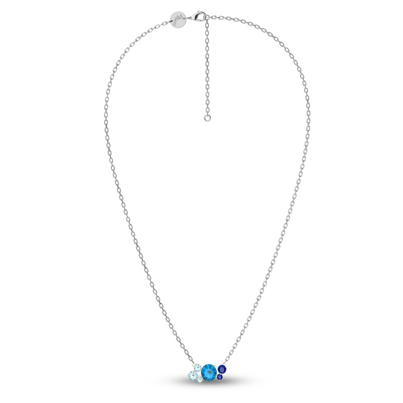 Main Image 2 of Juliette Maison Natural Aquamarine, Blue Zircon, Blue Sapphire Constellation Necklace 10K White Gold 18"