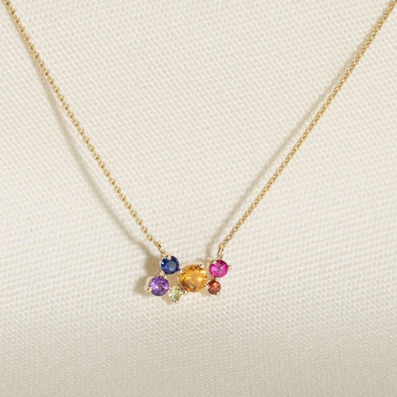 Main Image 4 of Juliette Maison Natural Aquamarine, Blue Zircon, Blue Sapphire Constellation Necklace 10K White Gold 18"