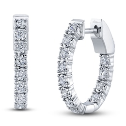 Shy Creation Diamond Oval Hoop Earrings 3/8 ct tw Round 14K White Gold SC55009478H0.75
