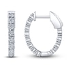 Thumbnail Image 2 of Shy Creation Diamond Oval Hoop Earrings 3/8 ct tw Round 14K White Gold SC55009478H0.75