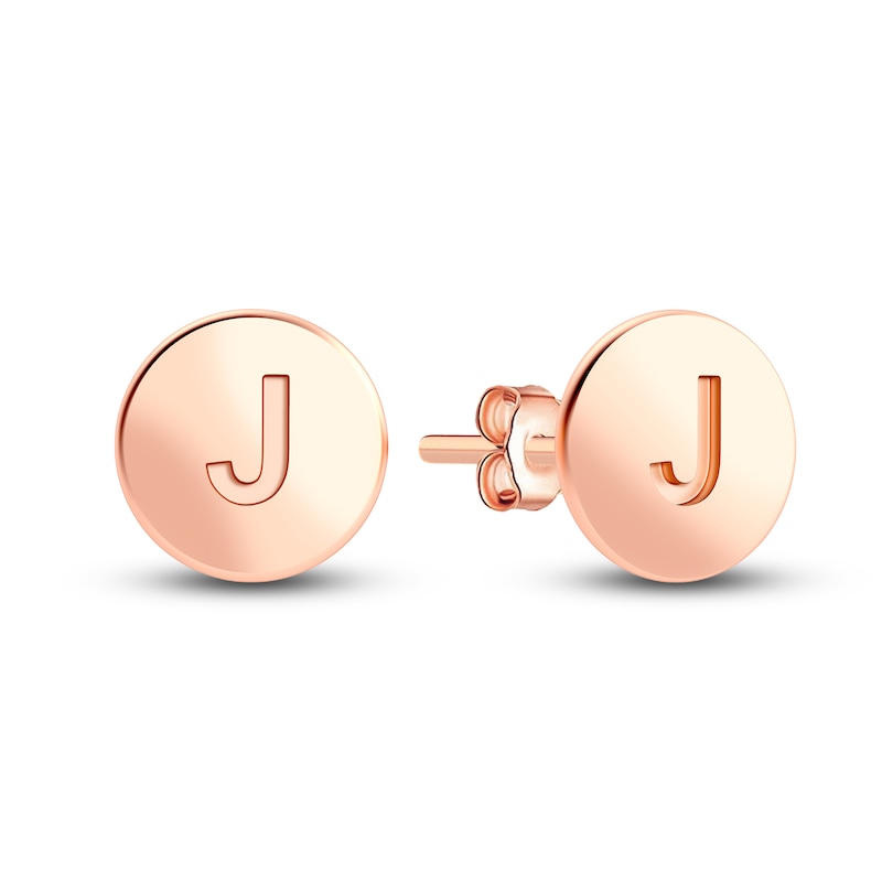 Main Image 1 of Juliette Maison Initial Stud Earrings 10K Rose Gold