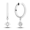 Thumbnail Image 1 of Juliette Maison Natural Blue Sapphire Starburst Drop Earrings 10K White Gold