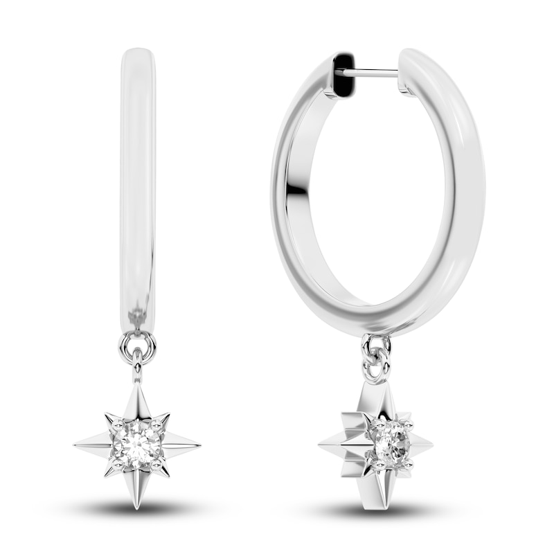 Main Image 1 of Juliette Maison Natural Blue Sapphire Starburst Drop Earrings 10K White Gold