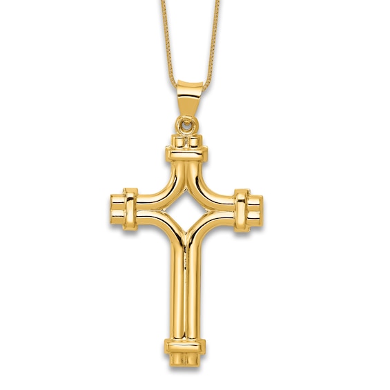 Cross Pendant Necklace 14K Yellow Gold 18
