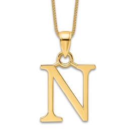 Initial N Charm 14K Yellow Gold 18"