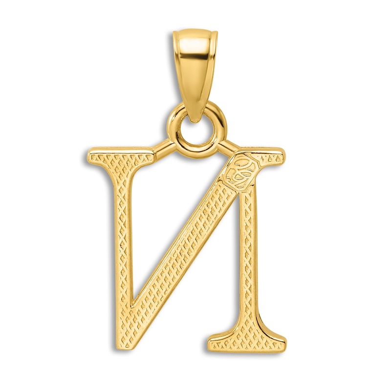 Main Image 3 of Initial N Charm 14K Yellow Gold 18"