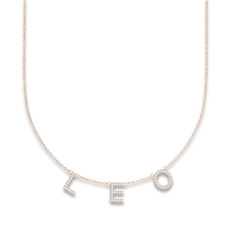 Main Image 1 of Juliette Maison Diamond Station Name Necklace 3/8 ct tw Round 10K Rose Gold