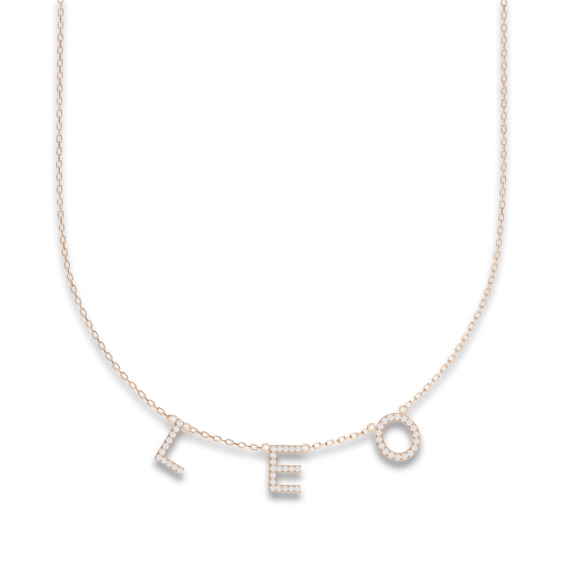 Juliette Maison Diamond Station Name Necklace 3/8 ct tw Round 10K Rose Gold