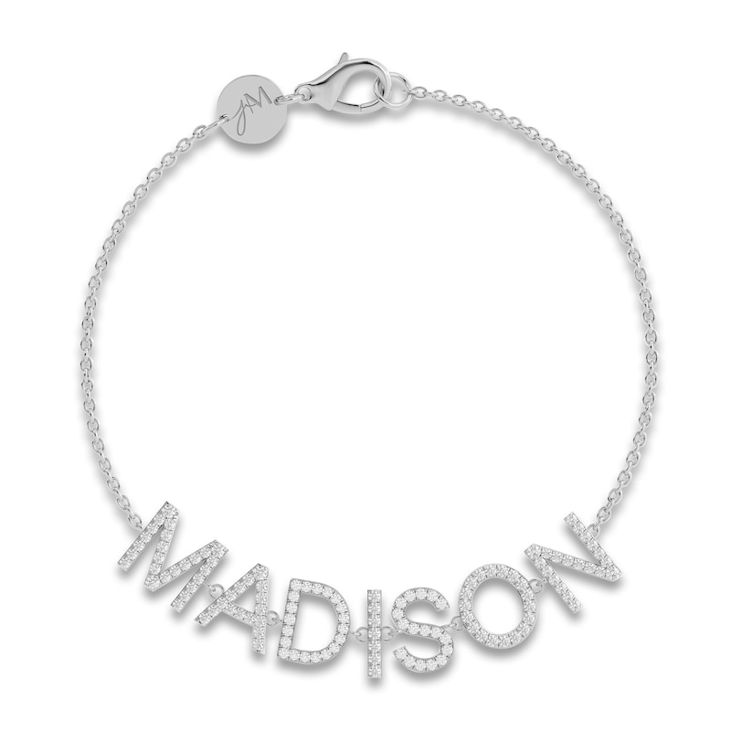 Main Image 1 of Juliette Maison Diamond Station Name Bracelet 1 ct tw Round 10K White Gold