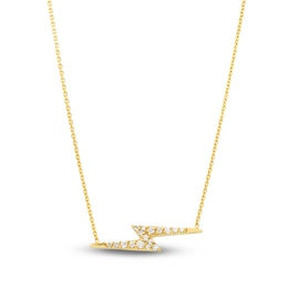 Diamond Thunderbolt Necklace 1/8 ct tw Round 14K Yellow Gold 18"