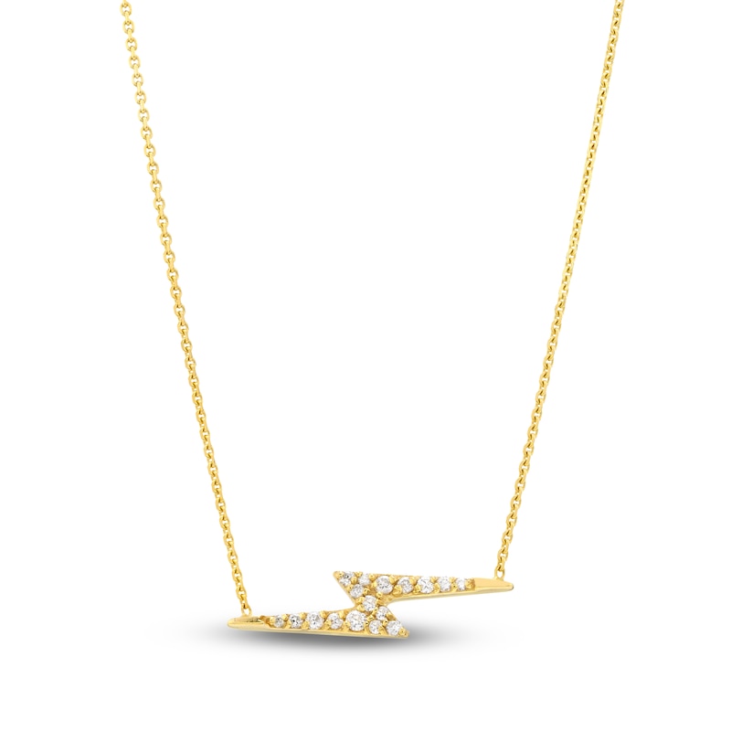 Main Image 1 of Diamond Thunderbolt Necklace 1/8 ct tw Round 14K Yellow Gold 18"